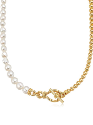 Baroque Beaded T-bar Necklace