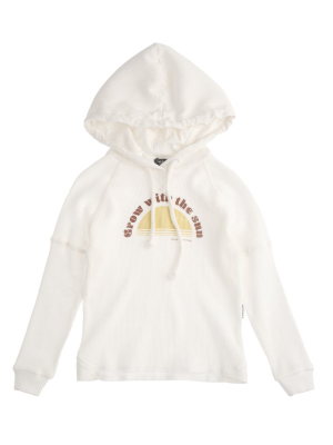 Tocoto Vintage Organic Cotton Waffled Kid Hoodie - Off White
