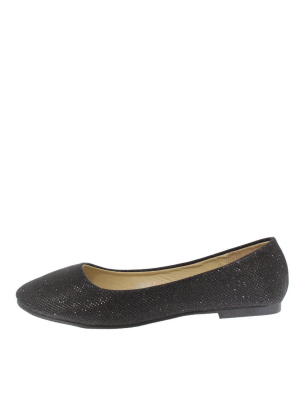 Soda001 Black Shimmer Ballet Flat