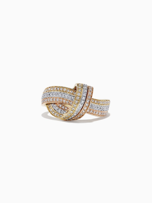 Effy 14k Tri Tone Gold Diamond Knot Ring, 0.52 Tcw