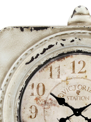 Worn Victoria Station Table Clock White - Stonebriar Collection