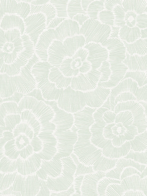 Periwinkle Textured Floral Wallpaper In Green From The Pacifica Collection By Brewster Home Fashions