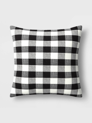 Holiday Woven Checked Square Throw Pillow Black/white - Threshold™