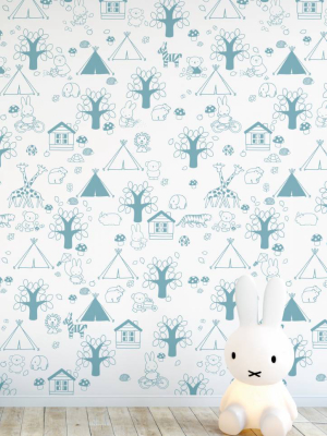 Miffy Outdoor Fun Kids Wallpaper In Blue By Kek Amsterdam