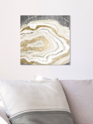 12" X 12" Silver Gold Agate Abstract Unframed Canvas Wall Art In Gold - Oliver Gal