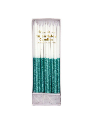 Meri Meri Green Glitter Dipped Candles