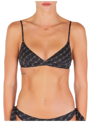 Stella Mccartney Allover Logo Print Bikini Top