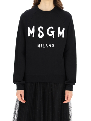 Msgm Logo Printed Crewneck Sweatshirt