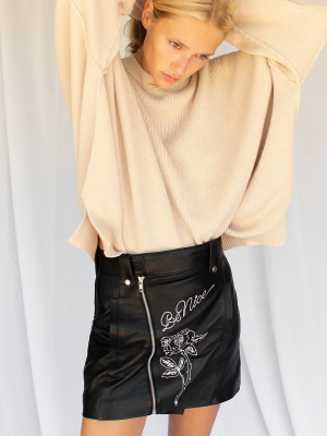 Scribble Leather Skirt