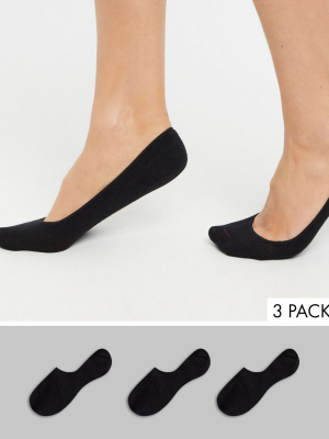 Monki 3 Pack Invisible Footsie Socks In Black