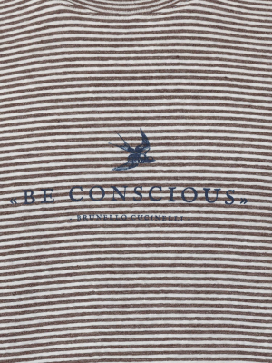 Brunello Cucinelli Logo Printed Striped T-shirt