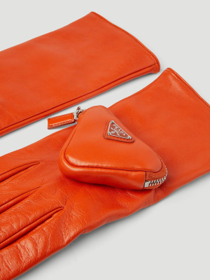 Prada Triangle Logo Pouch Gloves