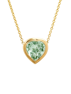 14k Yellow Gold Tourmaline Heart Gypsy Necklace