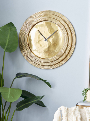 24" X 24" Round Aluminum Layered Rim Wall Clock Gold - Olivia & May