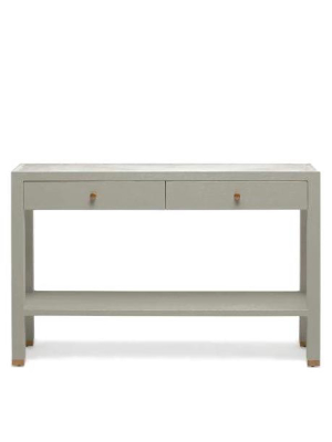 Jarin Narrow Console Gray Faux Belgian Linen