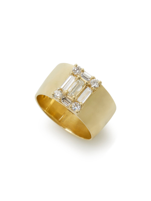 Clarity Yellow-gold And Diamond Cigar Band Ring