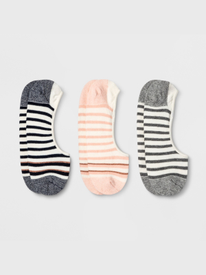 Women's Lurex Striped 3pk Liner Socks - A New Day™ - Assorted Color 4-10