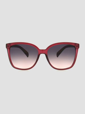 Women's Crystal Square Plastic Sunglasses - A New Day™ Burgundy