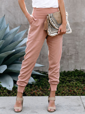 Hot And Bothered Pocketed Cotton Joggers - Mauve - Final Sale