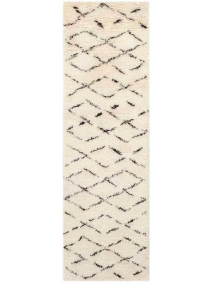 Casablanca Geometry Ivory/brown Runner Rug