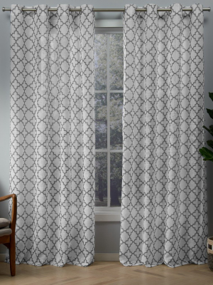 Set Of 2 Helena Printed Sheer Grommet Top Window Curtain Panel - Exclusive Home