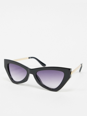 Aj Morgan Angled Cat's-eye Sunglasses In Black And Gold