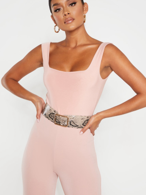 Dusty Pink Second Skin Square Neck Sleeveless...