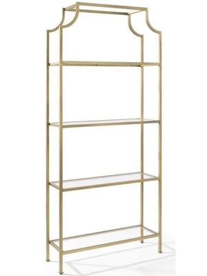 Metal Glass Bookcase In Antique Gold - Pemberly Row