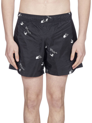 Off-white Allover Logo Swim Shorts