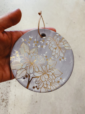 Opal Golden Flowers Ornament: Lavender