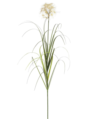 Artificial Dandelion Grass In Pot (24") Cream - Vickerman