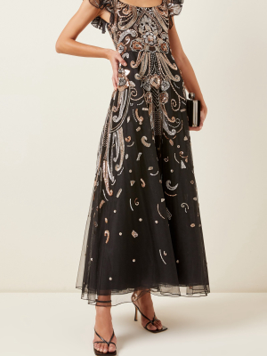 Baker Sequined Chiffon Maxi Dress