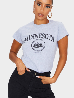 Grey Minnesota Printed Fitted T Shirt