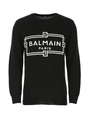 Balmain Logo Intarsia Knit Jumper