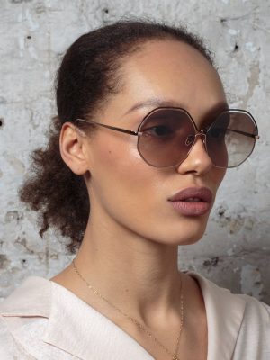 Lorena Oversized Sunglasses In Rose Gold