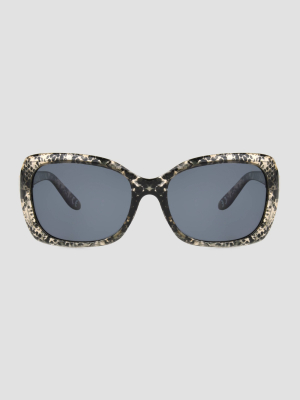 Women's Snakeskin Print Square Plastic Sunglasses - A New Day™ Black