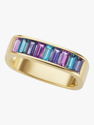 Amethyst & Topaz Baguette Square Stacking Band