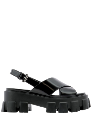 Prada Monolith Wedge Sandals