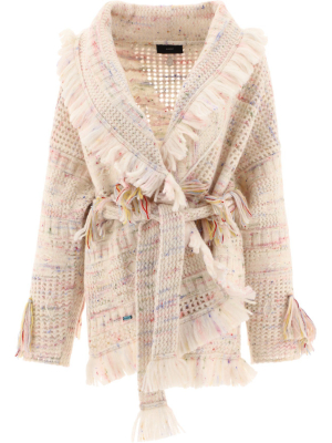 Alanui Ruffle-trim Belted Cardigan