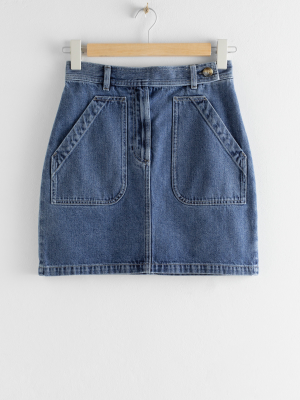 Patch Pocket Denim Mini Skirt