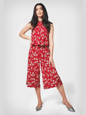 Skyler Cropped Jumpsuit In Casanova Cherry