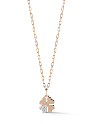 Dora 18k Rose Gold Mini Clover With One Diamond Leaf