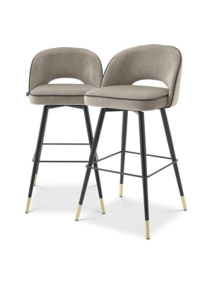 Eichholtz Cliff Bar Stool Set Of 2 - Beige & Gray