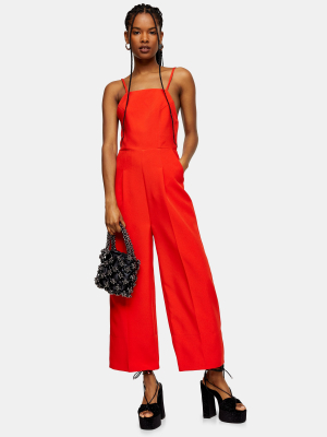 Red Strap Back Jumpsuit