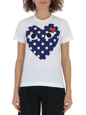 Comme Des Garçons Play Double Heart Polka-dot T-shirt