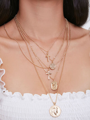 Cross Pendant Layered Necklace