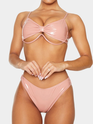 Nude Vinyl High Leg Bikini Bottom