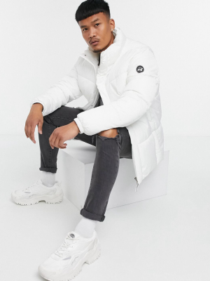 Pull&bear Padded Puffer Jacket In White