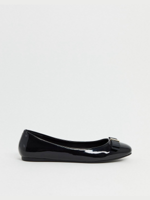 Asos Design Luna Bow Ballet Flats In Black Patent