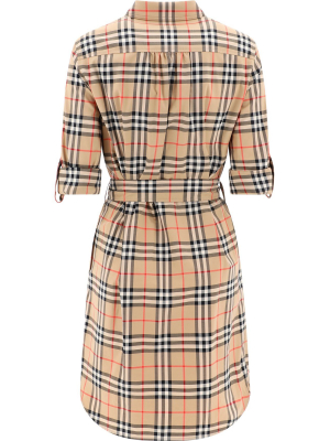 Burberry Checked Tie-waist Shirt Dress